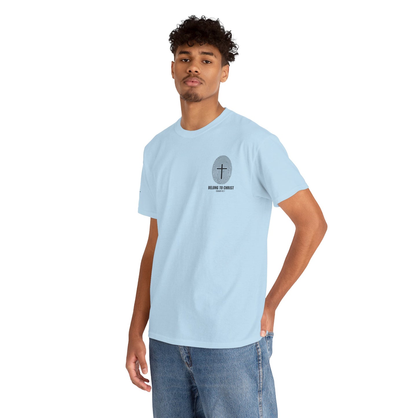 Belong to Christ T-Shirt — Christian Cross Fingerprint Tee (Isaiah 43:1)