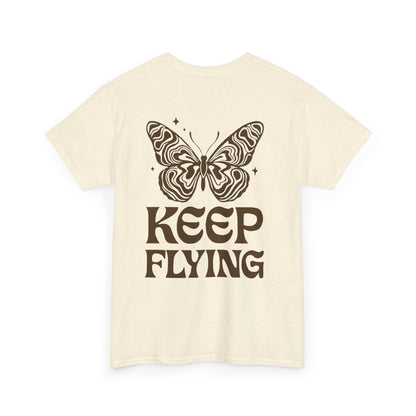 Keep Flying Butterfly Tee — Retro Motivational Graphic Shirt