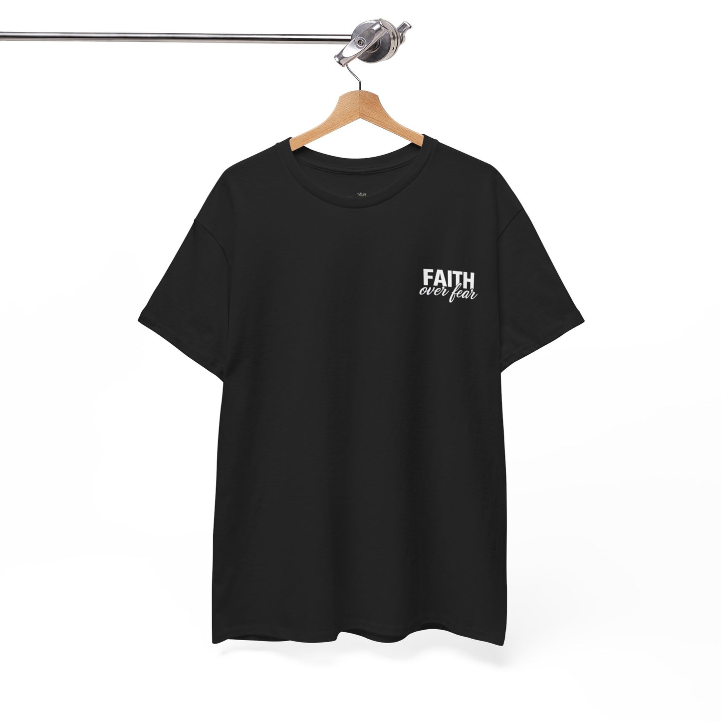 Faith Over Fear T-Shirt — BLUE Christian Cross Inspirational Tee