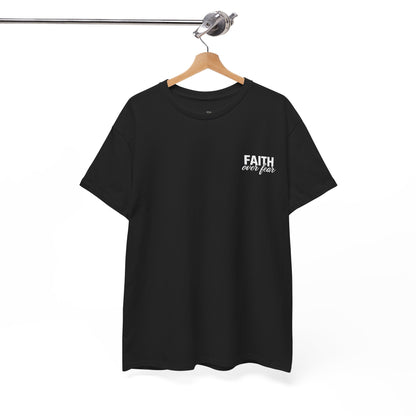 Faith Over Fear T-Shirt — BLUE Christian Cross Inspirational Tee