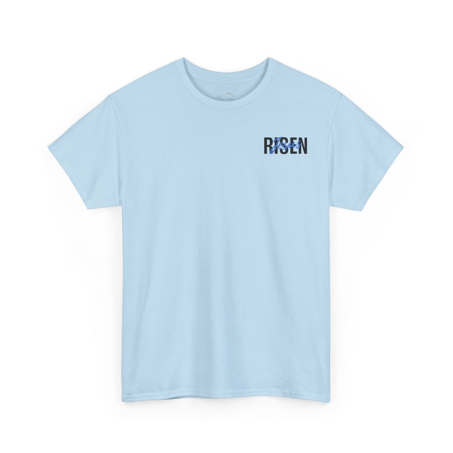 BLUE Risen Jesus Tee — Christian Easter Shirt with Crown of Thorns Design