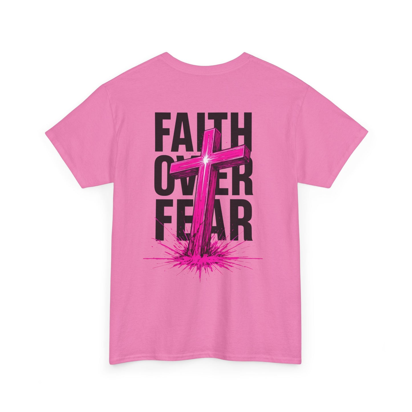 Faith Over Fear T‑Shirt — PINK Christian Cross Graphic Tee