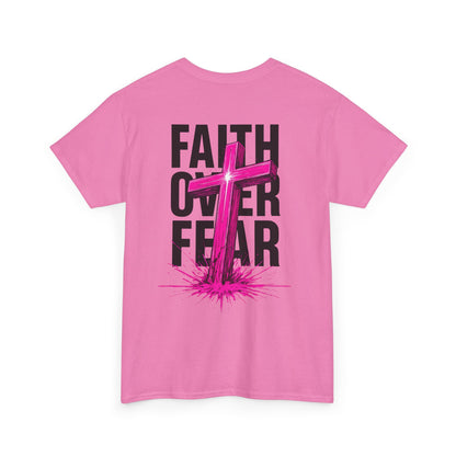 Faith Over Fear T‑Shirt — PINK Christian Cross Graphic Tee