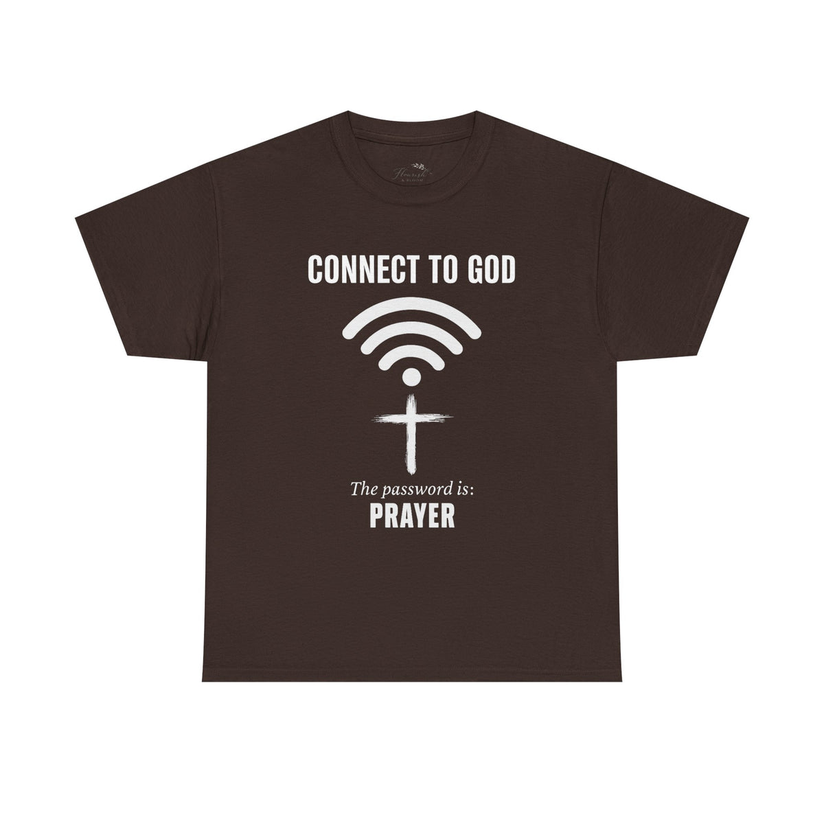 (UNISEX) Connect to God Prayer T-Shirt — Christian Faith Tee with Cross WiFi Design