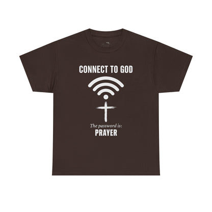 (UNISEX) Connect to God Prayer T-Shirt — Christian Faith Tee with Cross WiFi Design