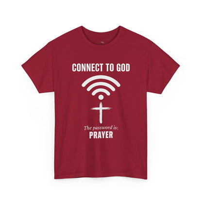 (UNISEX) Connect to God Prayer T-Shirt — Christian Faith Tee with Cross WiFi Design