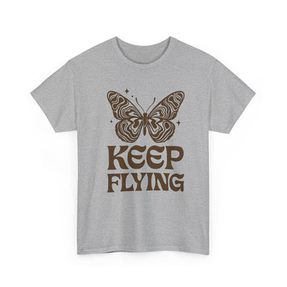 Keep Flying Butterfly Tee — Retro Motivational Graphic Shirt