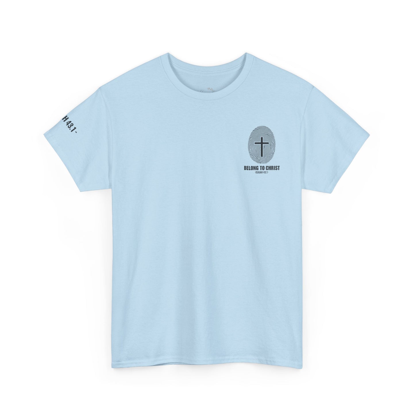 Belong to Christ T-Shirt — Christian Cross Fingerprint Tee (Isaiah 43:1)