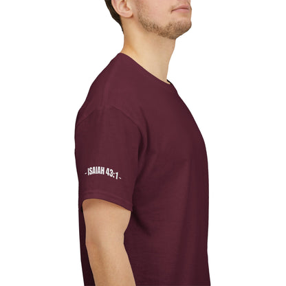Belong to Christ T-Shirt — Christian Cross Fingerprint Tee (Isaiah 43:1)