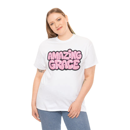 Amazing Grace T-Shirt — Pink Bubble Letter Christian Tee