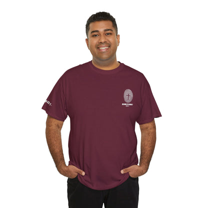 Belong to Christ T-Shirt — Christian Cross Fingerprint Tee (Isaiah 43:1)