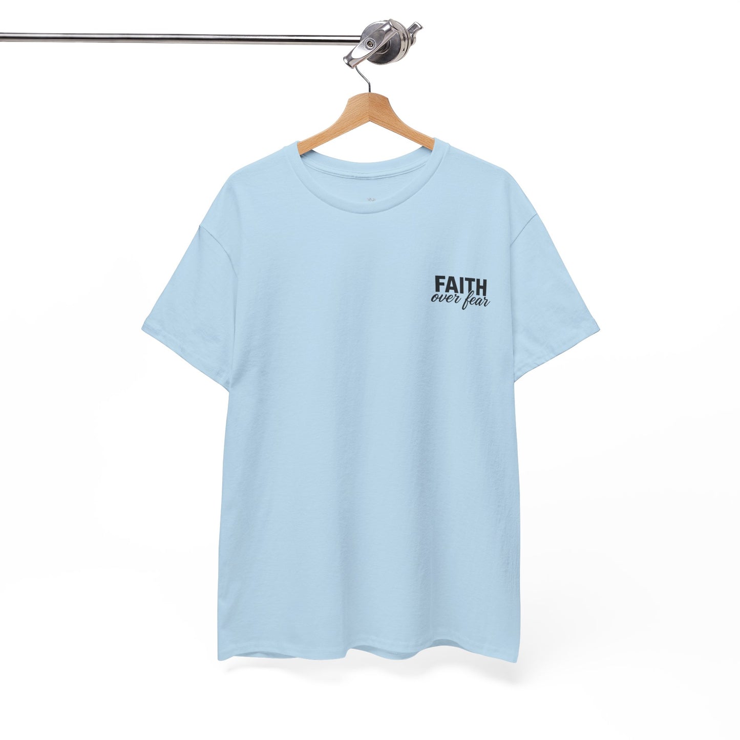 Faith Over Fear T-Shirt — BLUE Christian Cross Inspirational Tee