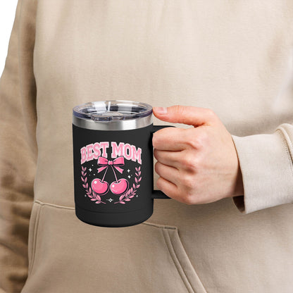 Best Mom Pink Bow & Cherries - 15oz Tumbler