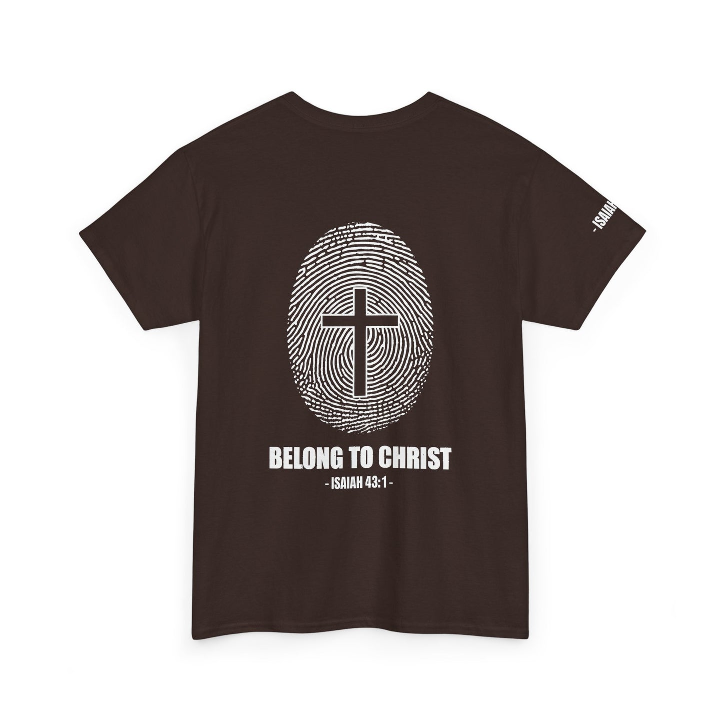 Belong to Christ T-Shirt — Christian Cross Fingerprint Tee (Isaiah 43:1)