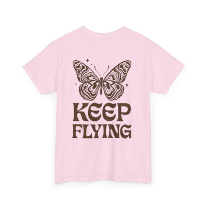 Keep Flying Butterfly Tee — Retro Motivational Graphic Shirt