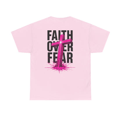 Faith Over Fear T‑Shirt — PINK Christian Cross Graphic Tee