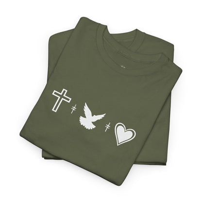 Worship Tee — "I Was Built to Worship" Christian Cross + Dove + Heart T‑Shirt