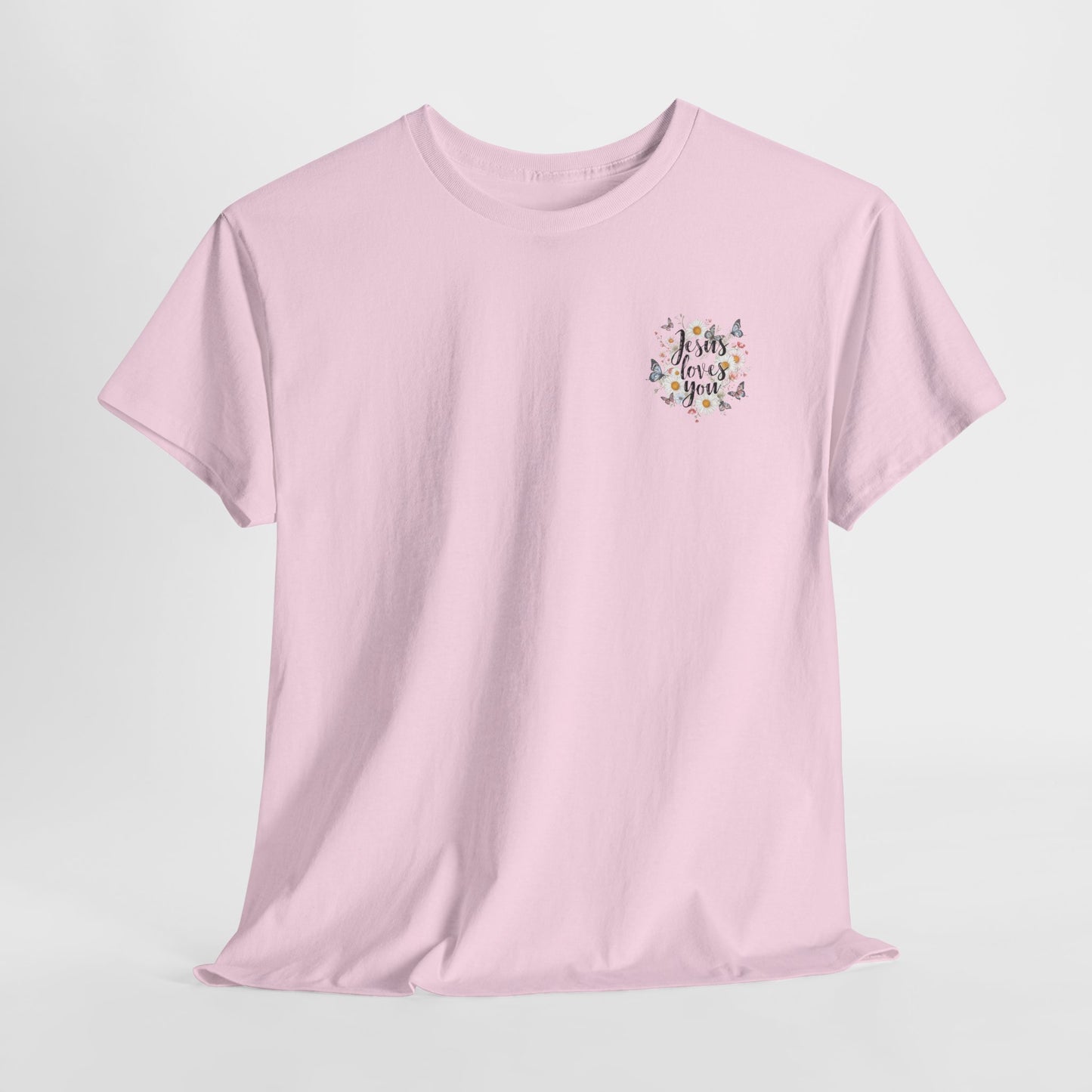 Christian T-Shirt — “Jesus Loves You” Floral Butterfly Tee