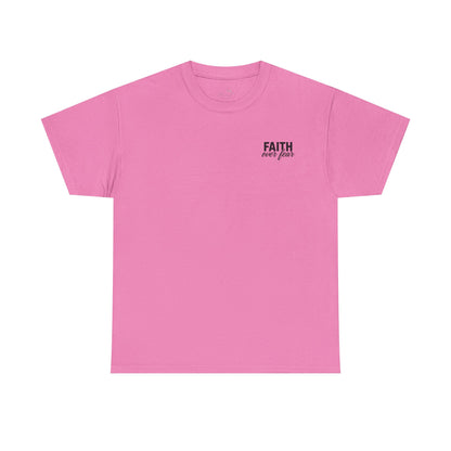 Faith Over Fear T‑Shirt — PINK Christian Cross Graphic Tee