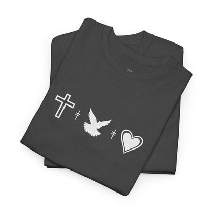 Worship Tee — "I Was Built to Worship" Christian Cross + Dove + Heart T‑Shirt