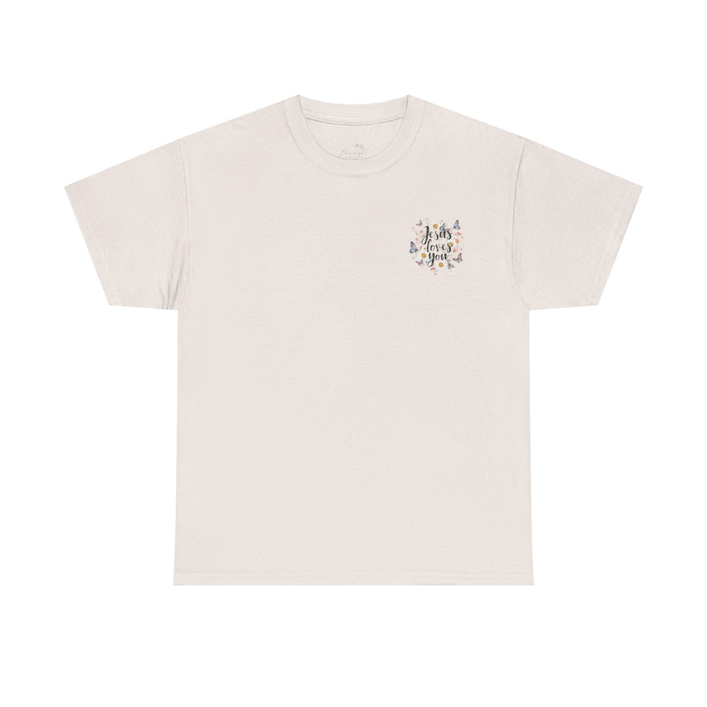 Christian T-Shirt — “Jesus Loves You” Floral Butterfly Tee
