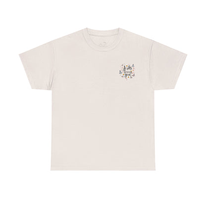 Christian T-Shirt — “Jesus Loves You” Floral Butterfly Tee