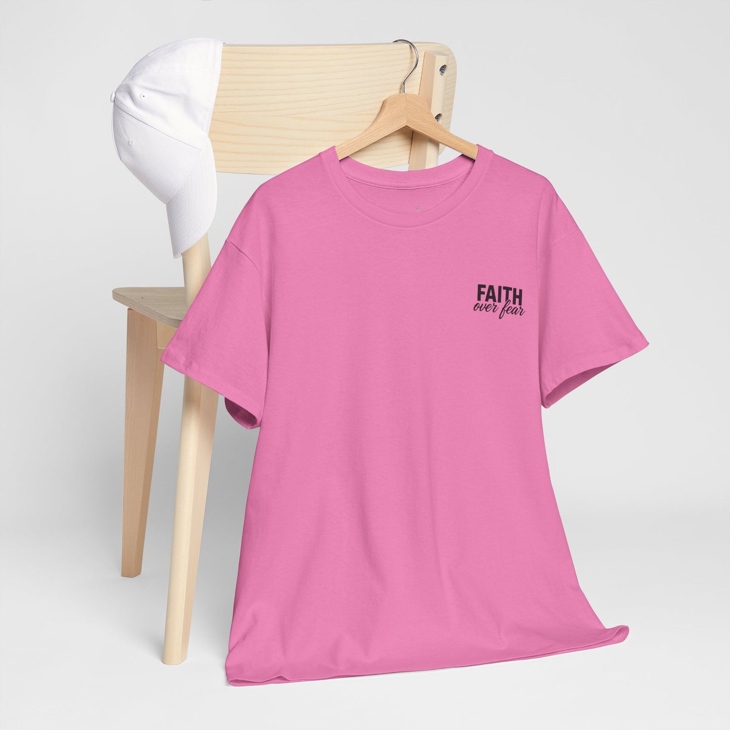 Faith Over Fear T‑Shirt — PINK Christian Cross Graphic Tee
