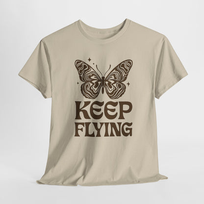 Keep Flying Butterfly Tee — Retro Motivational Graphic Shirt