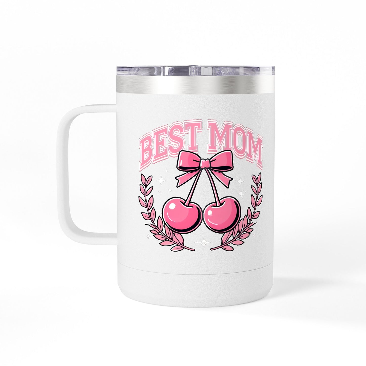 Best Mom Pink Bow & Cherries - 15oz Tumbler