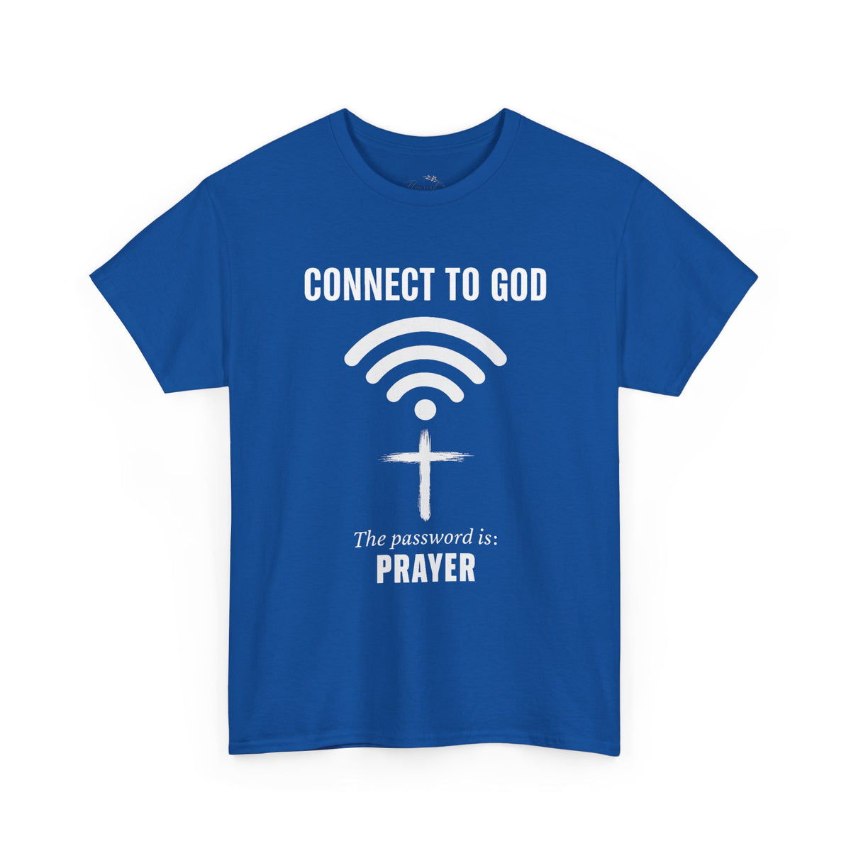 (UNISEX) Connect to God Prayer T-Shirt — Christian Faith Tee with Cross WiFi Design
