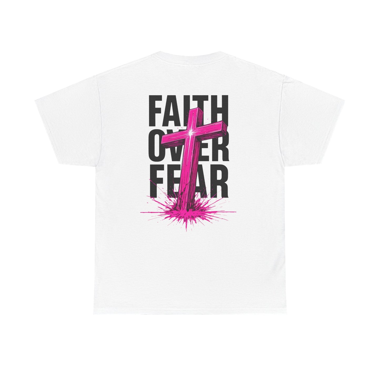 Faith Over Fear T‑Shirt — PINK Christian Cross Graphic Tee