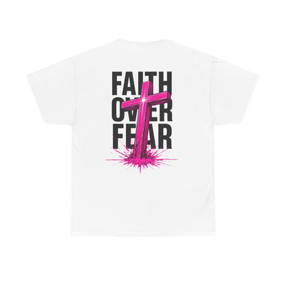 Faith Over Fear T‑Shirt — PINK Christian Cross Graphic Tee