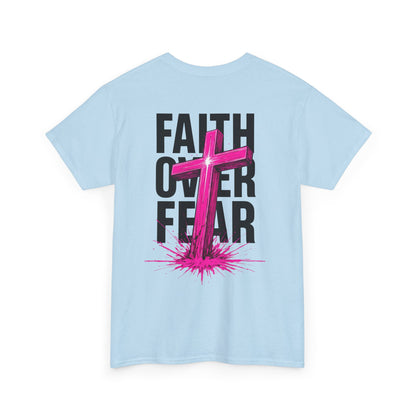Faith Over Fear T‑Shirt — PINK Christian Cross Graphic Tee