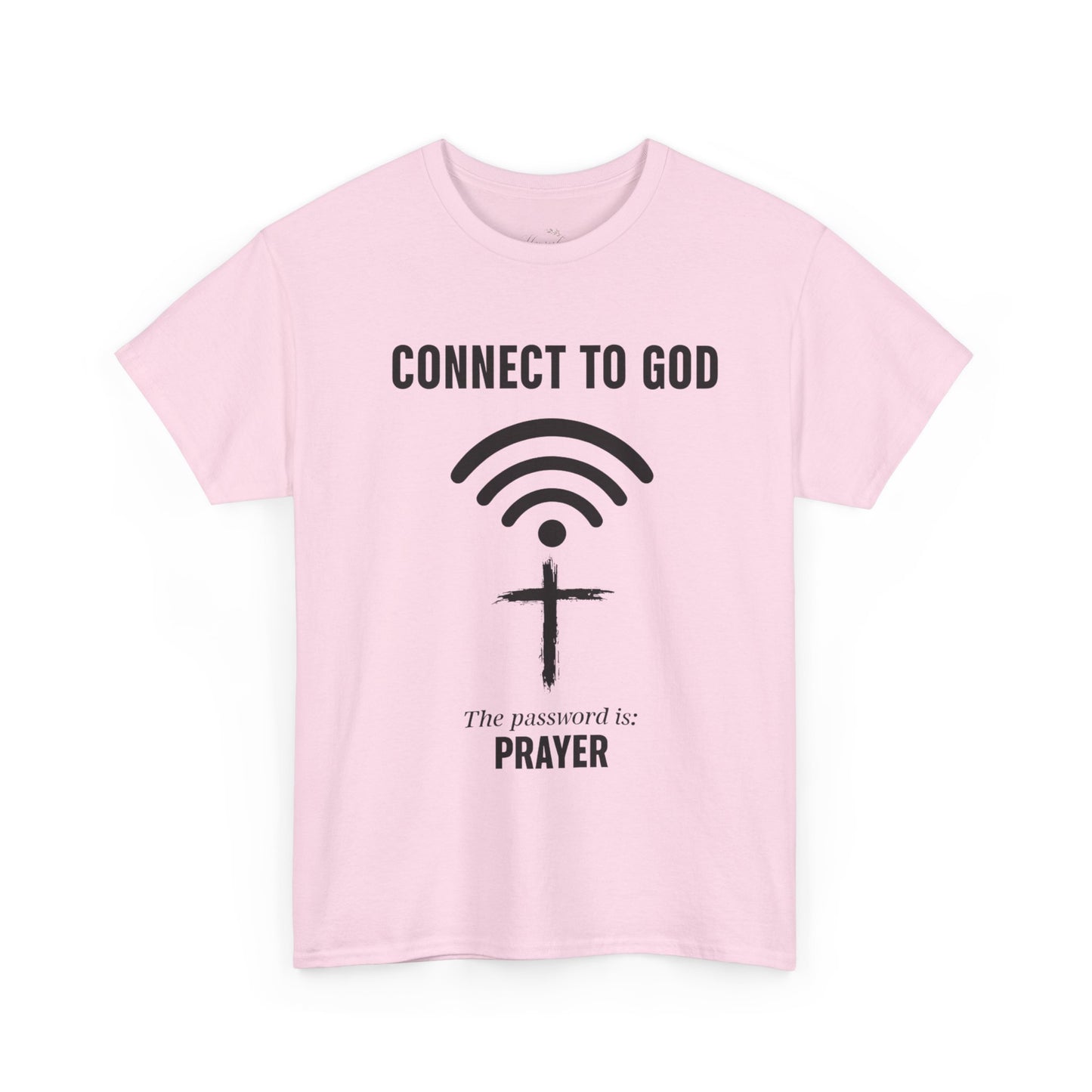 (UNISEX) Connect to God Prayer T-Shirt — Christian Faith Tee with Cross WiFi Design