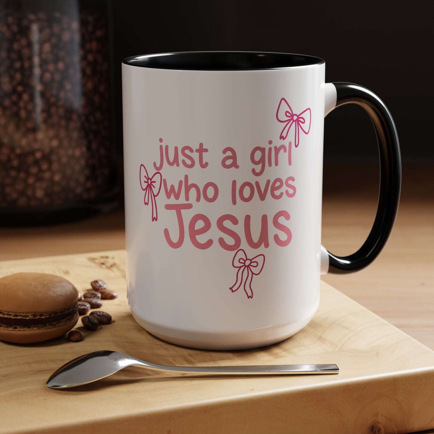 Just a Girl Who Loves Jesus Accent Coffee Mug - Christian Faith Gift (11/15oz)