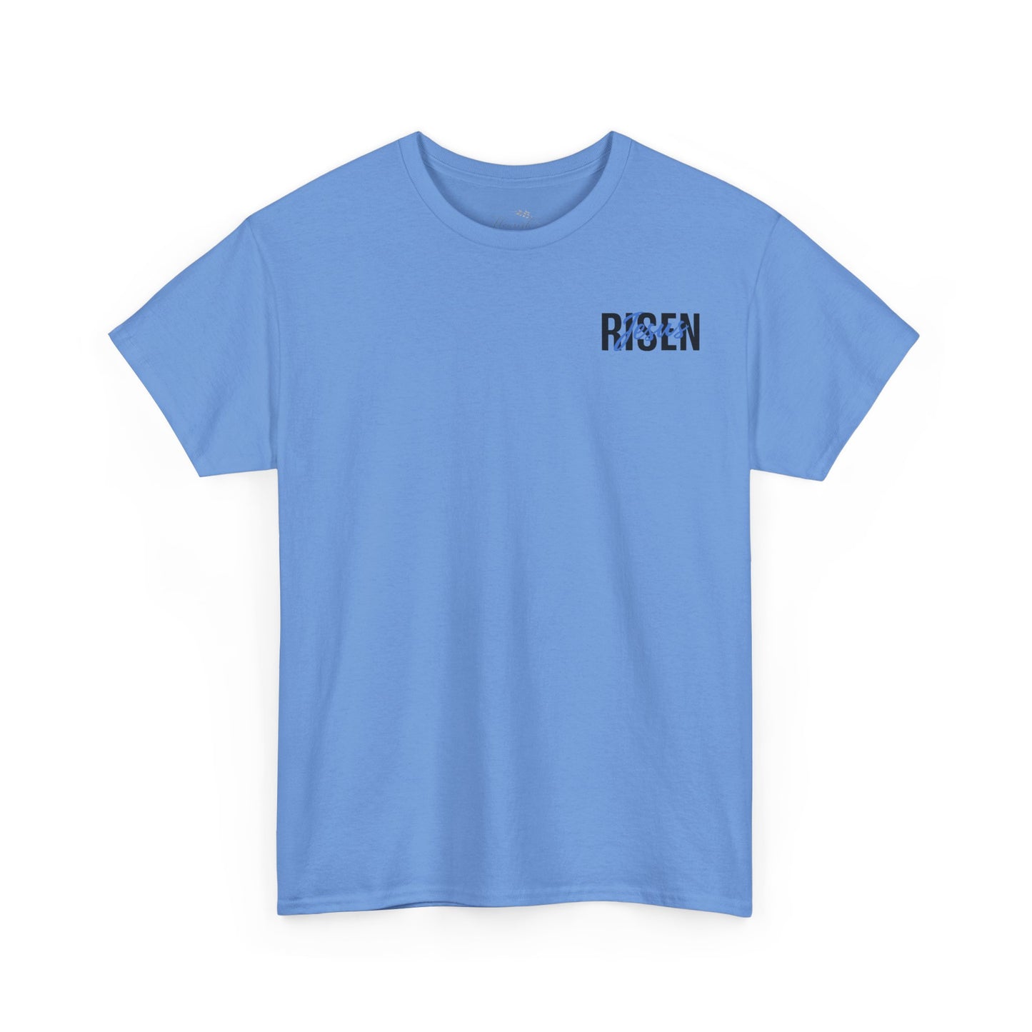 BLUE Risen Jesus Tee — Christian Easter Shirt with Crown of Thorns Design