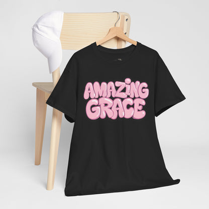 Amazing Grace T-Shirt — Pink Bubble Letter Christian Tee