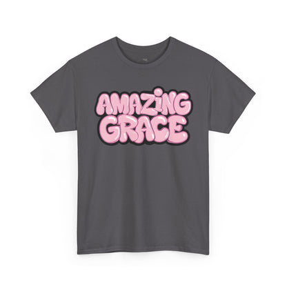 Amazing Grace T-Shirt — Pink Bubble Letter Christian Tee