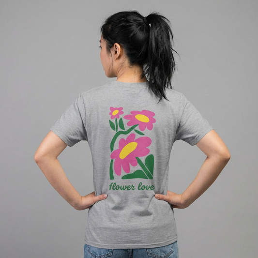 Flower Love T‑Shirt — Retro Pink Floral Graphic Tee
