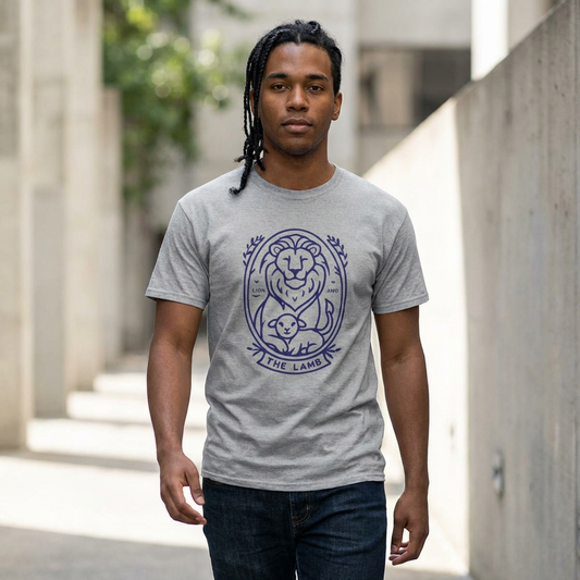 The Lamb Crewneck T‑Shirt — Lion & Lamb Faith Graphic Tee