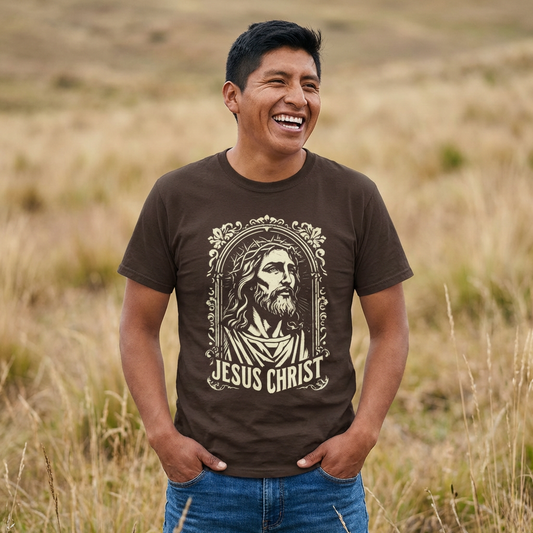 Jesus Christ Front Graphic Tee - Vintage Ornate T-Shirt