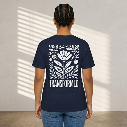 Floral Inspirational 'Transformed' Graphic Tee
