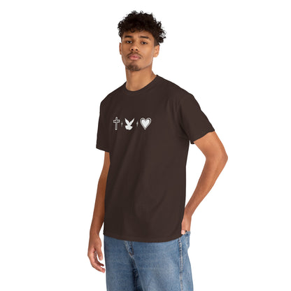 Worship Tee — "I Was Built to Worship" Christian Cross + Dove + Heart T‑Shirt