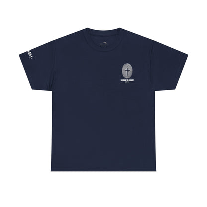 Belong to Christ T-Shirt — Christian Cross Fingerprint Tee (Isaiah 43:1)