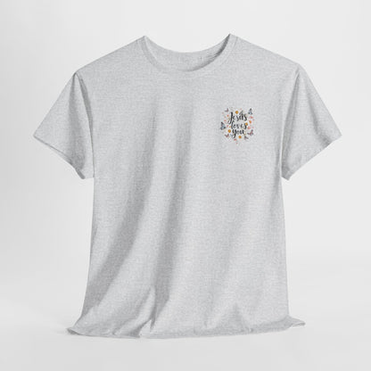 Christian T-Shirt — “Jesus Loves You” Floral Butterfly Tee