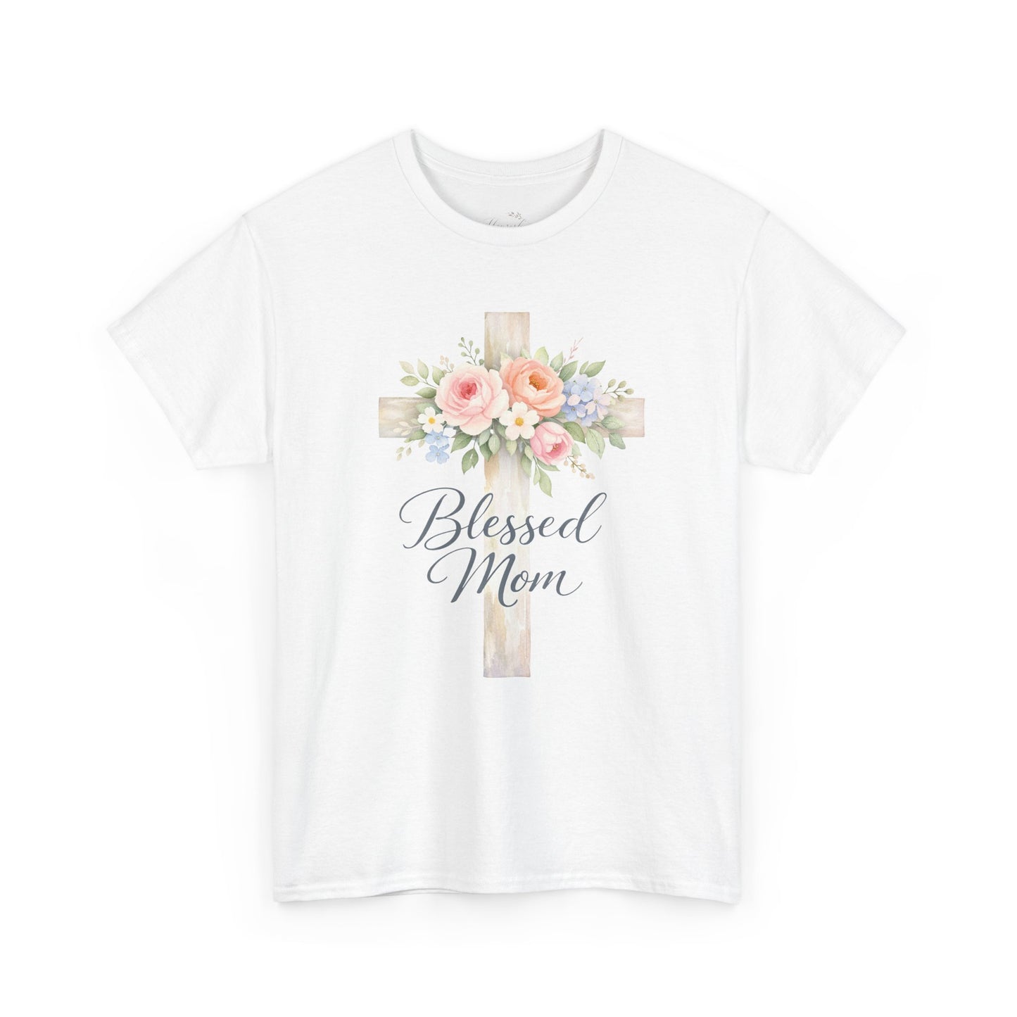 Blessed Mom Floral Cross T-Shirt