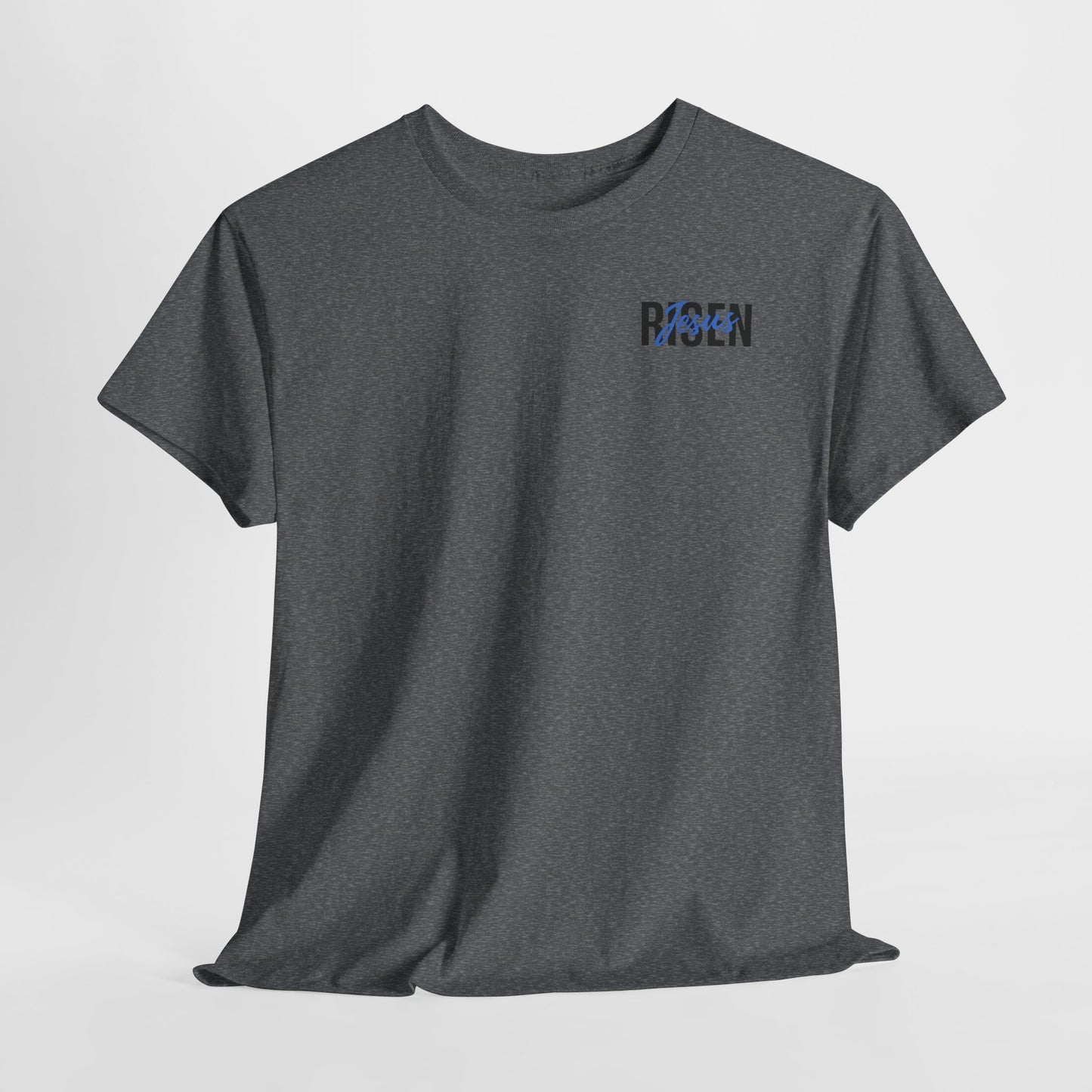 BLUE Risen Jesus Tee — Christian Easter Shirt with Crown of Thorns Design