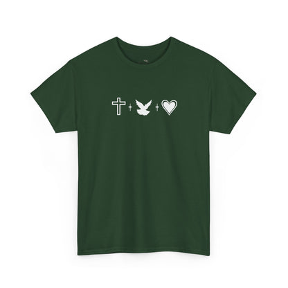 Worship Tee — "I Was Built to Worship" Christian Cross + Dove + Heart T‑Shirt