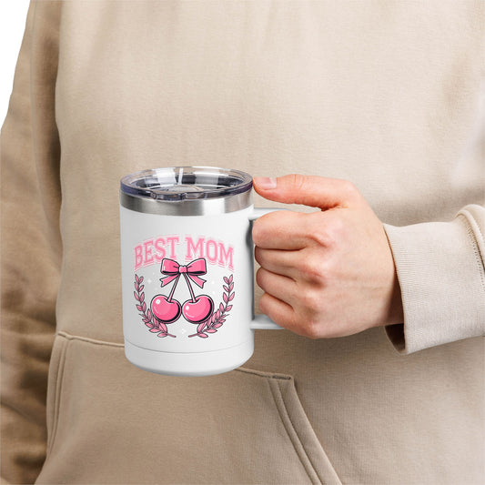 Best Mom Pink Bow & Cherries - 15oz Tumbler