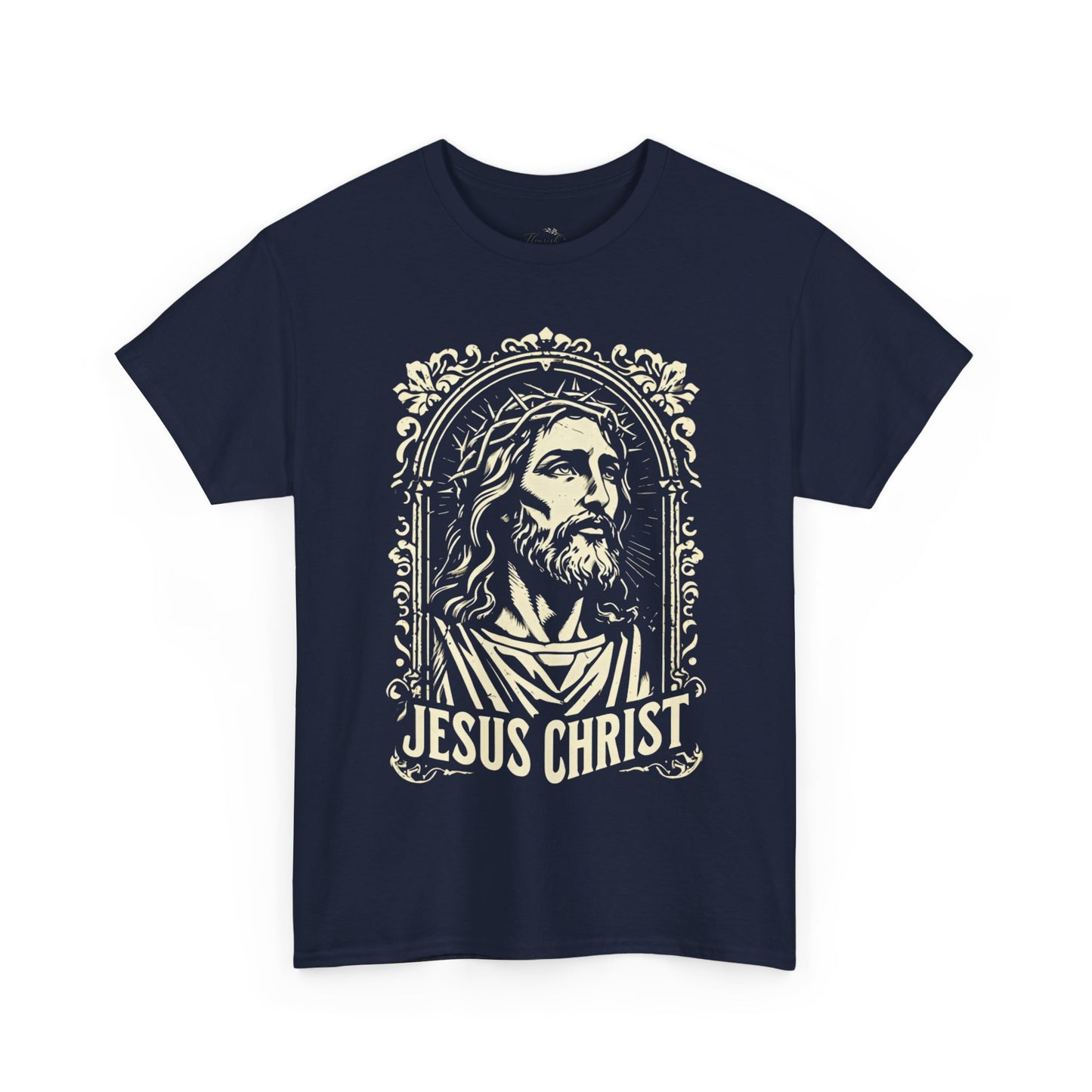 Jesus Christ Front Graphic Tee - Vintage Ornate T-Shirt